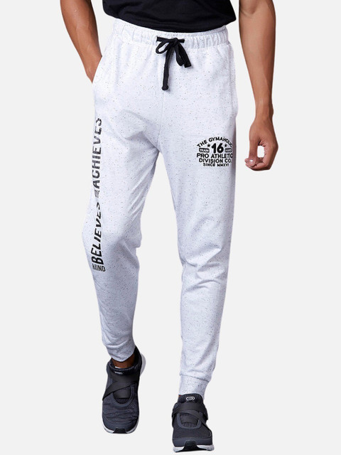 

MARCA Disati Men White & Black Solid Slim-Fit Joggers