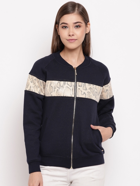 

Miss Grace Women Navy Blue & Beige Colourblocked Sweatshirt