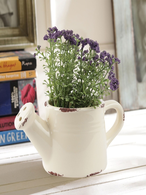 

Aapno Rajasthan White & Brown Ceramic Teacane Shape Planter