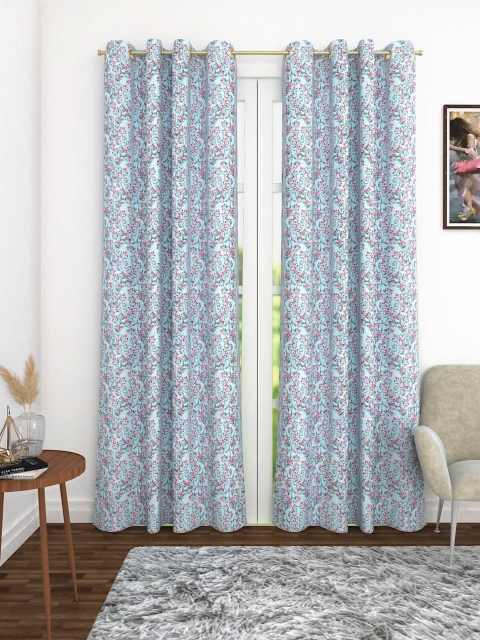 

Soumya Blue Single Room Darkening Door Curtain