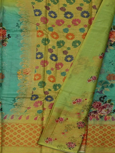 

Pothys Green Printed Pure Silk Saree