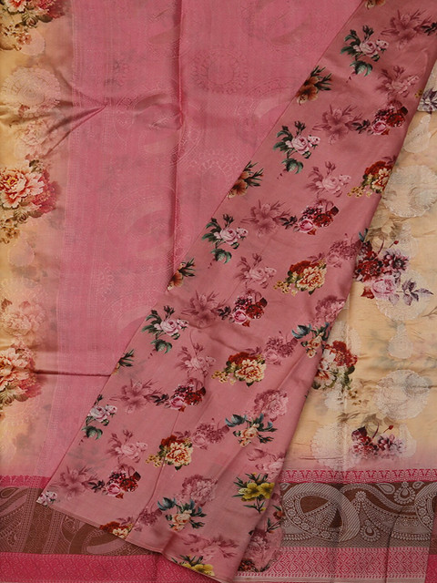 

Pothys Yellow & Pink Jute Silk Woven Design Saree