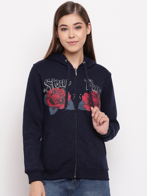

Miss Grace Women Navy Blue & Red Printed Hooded Sweatshirt