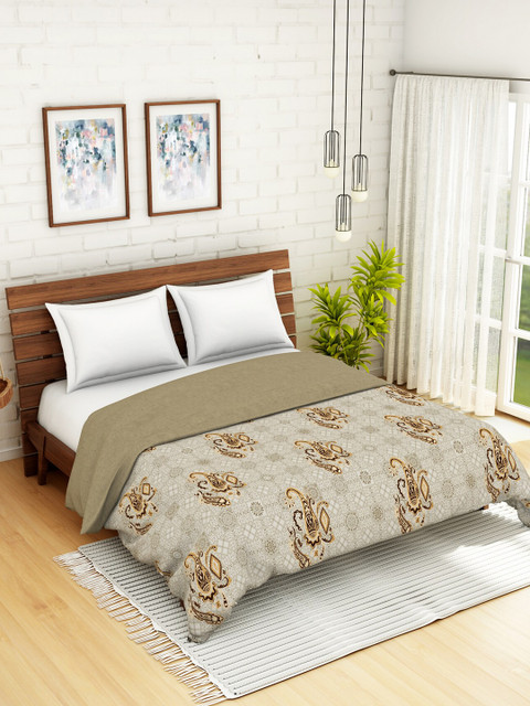 

SPACES Brown Ethnic Motifs AC Room 210 GSM Double Bed Quilt