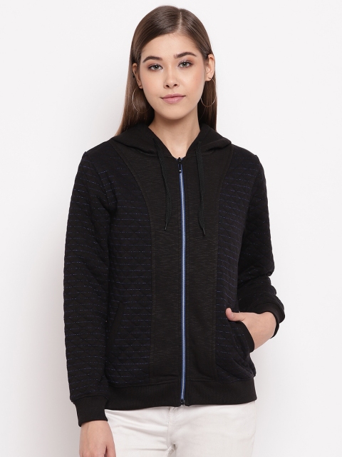 Miss Grace Women Black Solid Hooded Sweatshirt