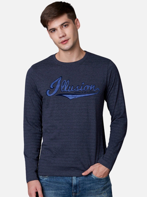 

MARCA Disati Men Navy Blue Printed Round Neck T-shirt