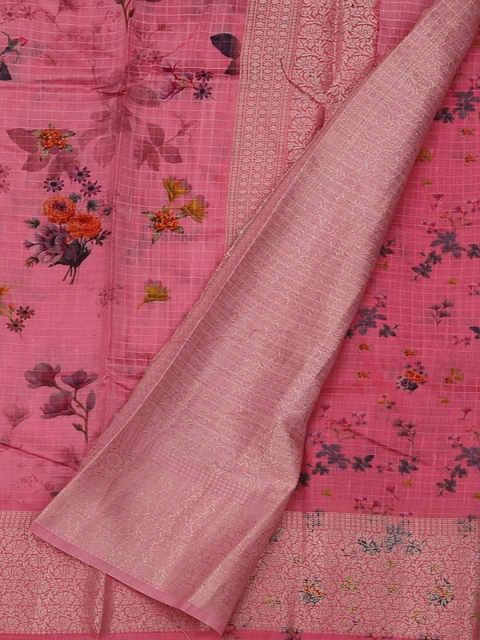 

Pothys Pink Woven Design Jute Silk Saree