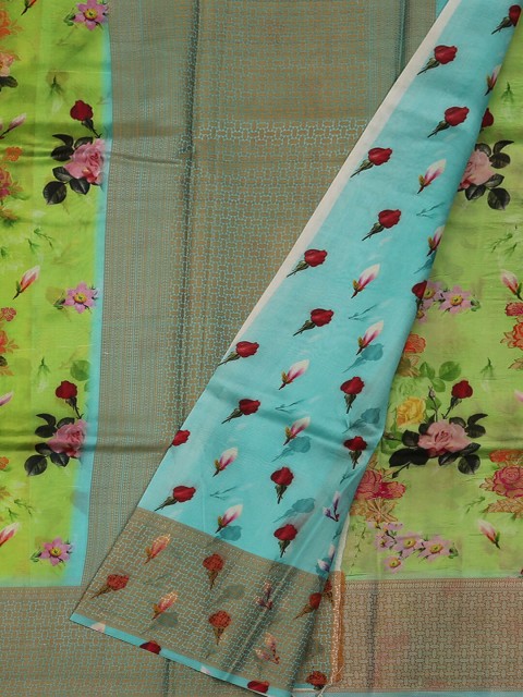 

Pothys Green & Blue Art Silk Printed Saree