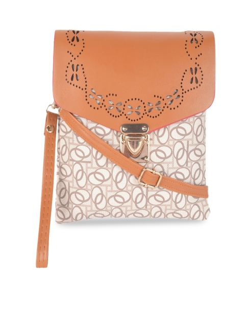 

KLEIO Beige & Orange Printed Sling Bag