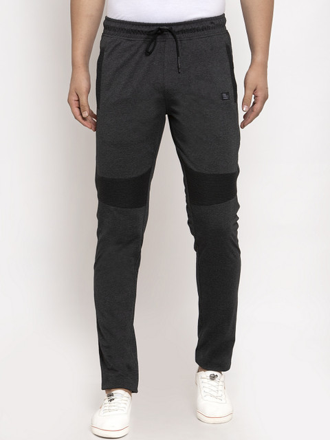 

CONFIDENCE Men Charcoal Grey Colourblocked Slim-Fit Track Pants