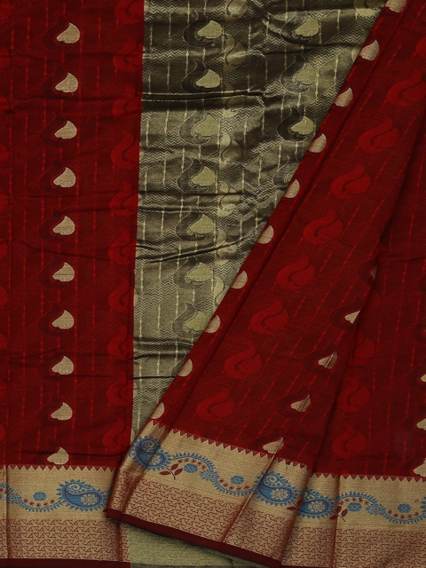 

Pothys Red & Beige Cotton Blend Woven Design Saree