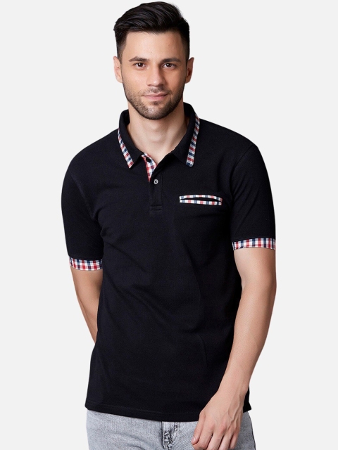 

MARCA Disati Men Black Solid Polo Collar T-shirt