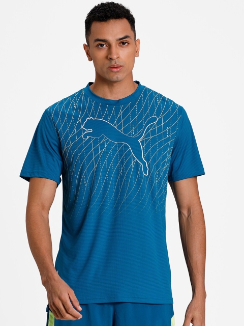 

Puma Men Blue Graphic Cat Printed DryCELL 360 Degree Reflectivity Running T-shirt