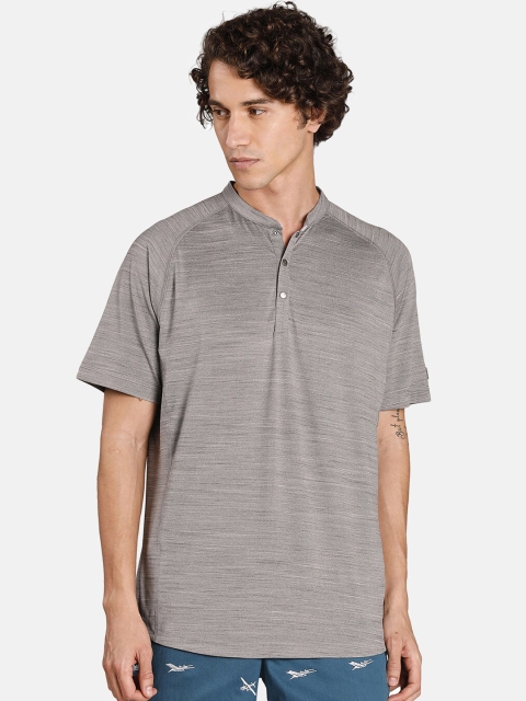 

Puma Men Grey Self Design Mandarin Collar T-shirt