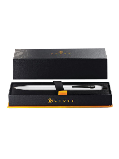 

Cross Silver-Toned & Black Click Chrome Ball Point Pen With Gift Box
