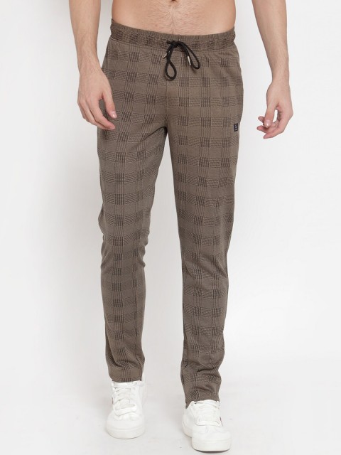 

CONFIDENCE Men Beige Checked Slim-Fit Track Pants