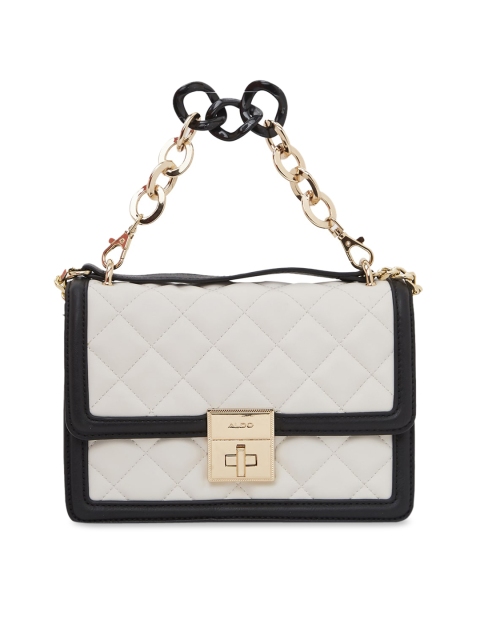 

ALDO Off-White & Black Solid Satchel