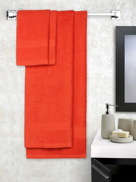 

Raymond Home Unisex Set Of 4 Orange Solid 450 GSM Towel Set
