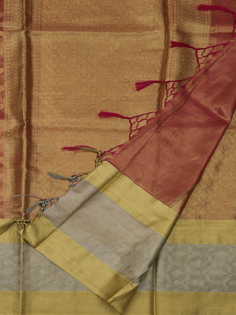 

Pothys Rust Brown & Beige Tissue Woven Design Saree