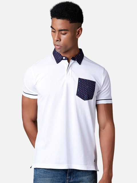 

MARCA Disati Men White Solid Polo Collar T-shirt