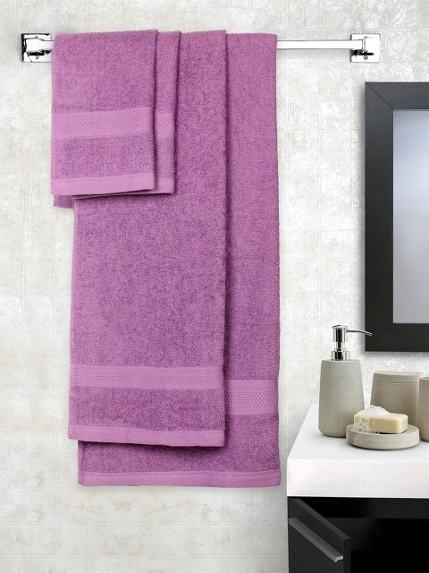 

Raymond Home Unisex Set Of 4 Purple Solid 450 GSM Towel Set