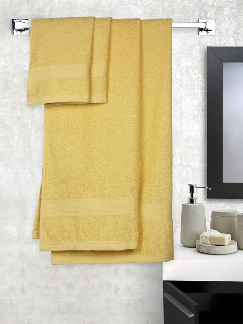 

Raymond Home Unisex Set Of 4 Yellow Solid 450 GSM Towel Set