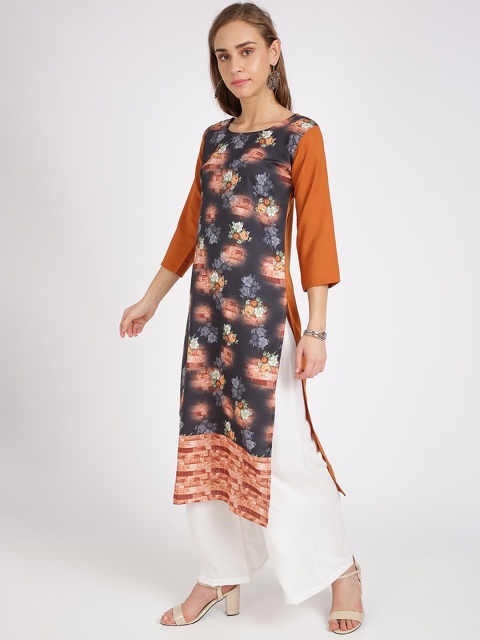 

Silk Bazar Women Brown & Black Printed Straight Kurta
