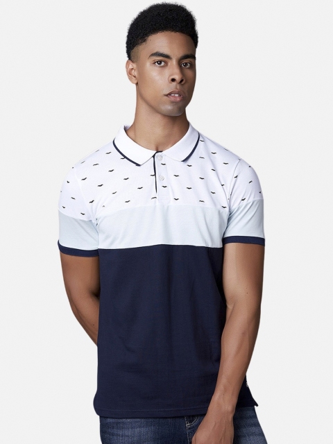 

MARCA Disati Men Navy Blue Colourblocked Polo Collar T-shirt