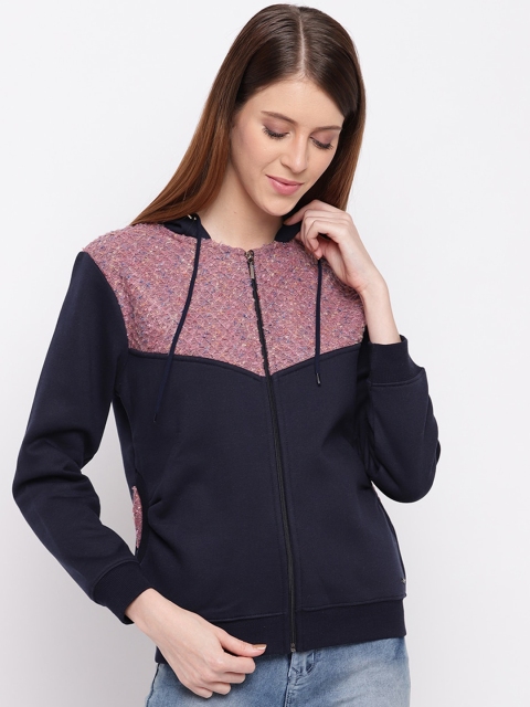 

Miss Grace Women Navy Blue Colourblocked Sweatshirt