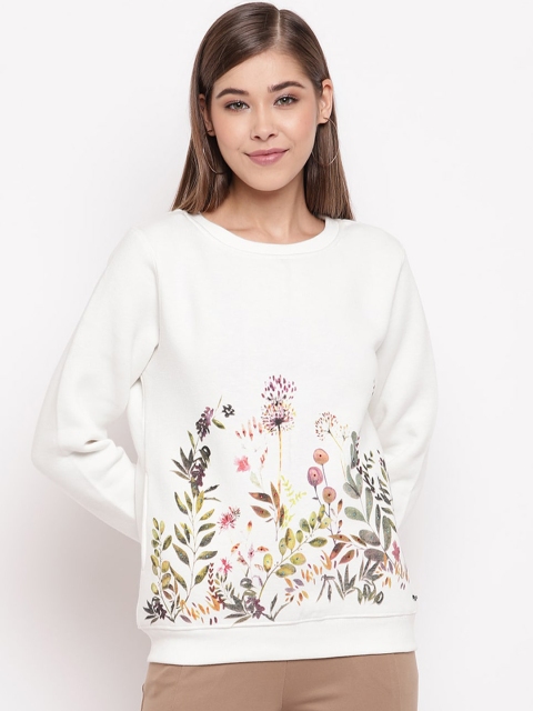 

Miss Grace Women White Printed Sweatshirt