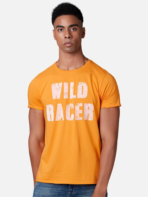 

MARCA Disati Men Orange Printed Round Neck T-shirt