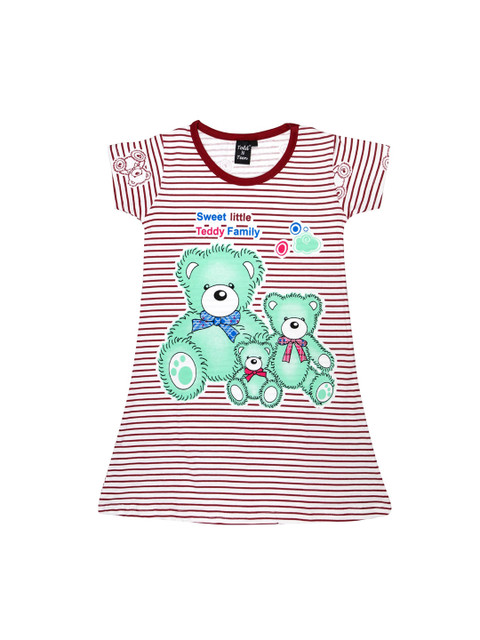 

Todd N Teen Girls Maroon & Green Striped Nightdress