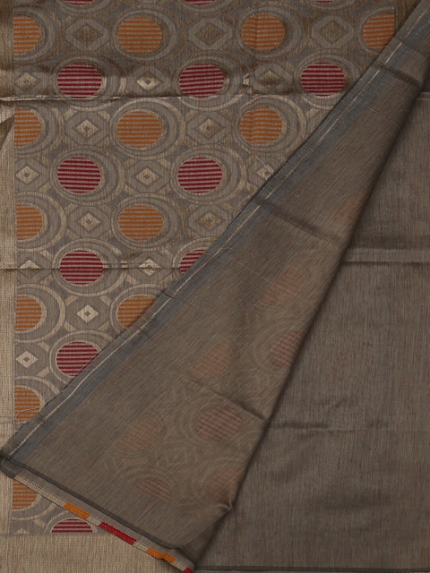 

Pothys Grey & Brown Jute Silk Woven Design Saree