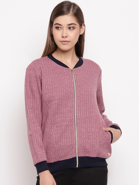 

Miss Grace Women Pink Self Design Sweatshirt