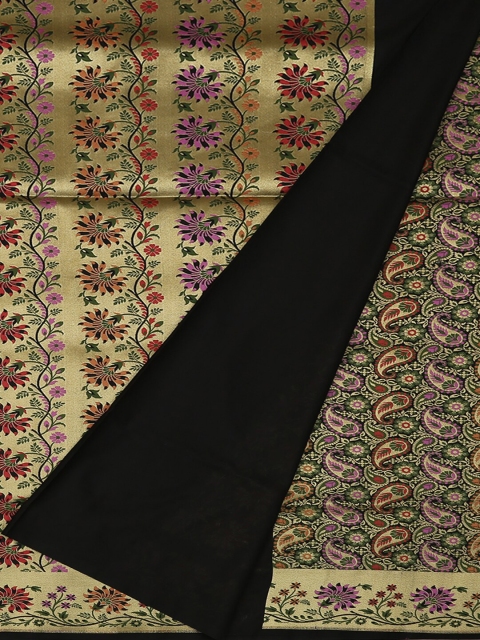 

Pothys Black & Gold-Toned Pure Silk Woven Design Saree