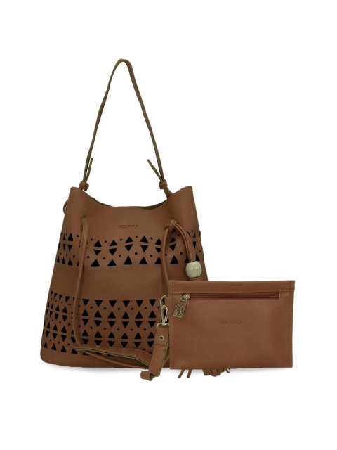 

KLEIO Brown Self Design Shoulder Bag with Pouch