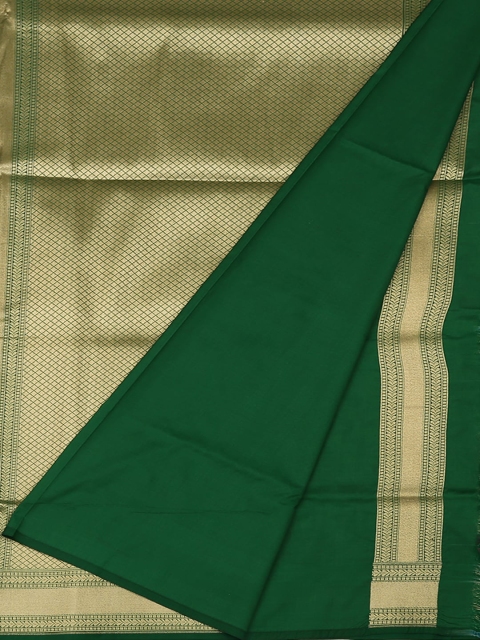 

Pothys Green & Gold Woven Design Silk Solid Saree