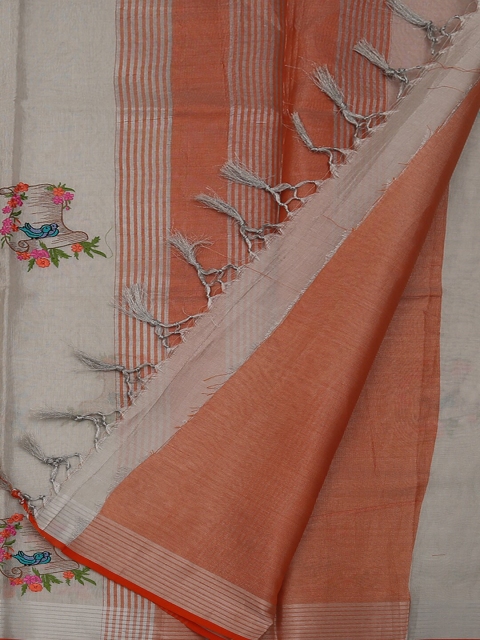 

Pothys Grey Printed Cotton Blend Saree