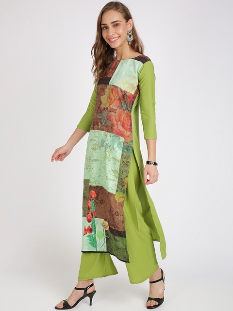 

Silk Bazar Women Multicoloured Printed A-Line Kurta, Multi