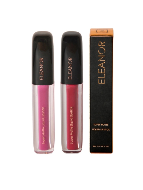 

ELEANOR Pack of 2 Super Matte Liquid Lipsticks 8 ml, Pink