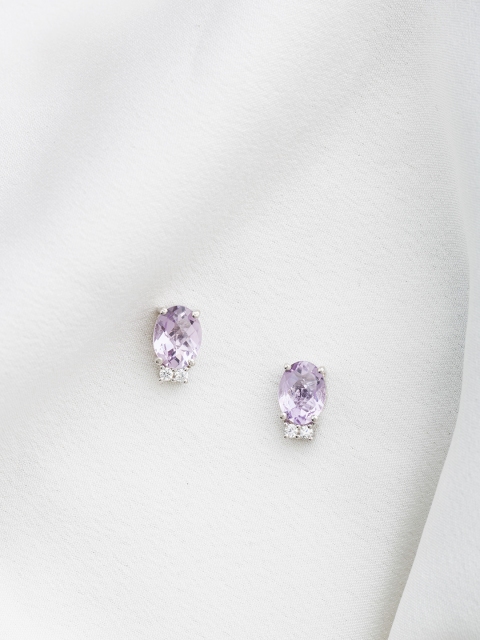 

Bigsmall Silver-Plated & Mauve Oval Studs