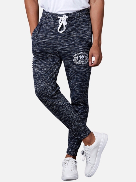 

MARCA Disati Men Navy Blue & White Textured Slim-Fit Joggers