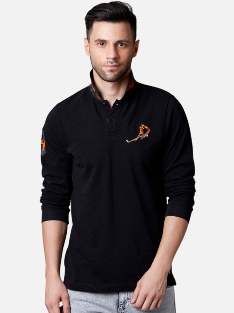 

MARCA Disati Men Black Solid Mandarin Collar T-shirt