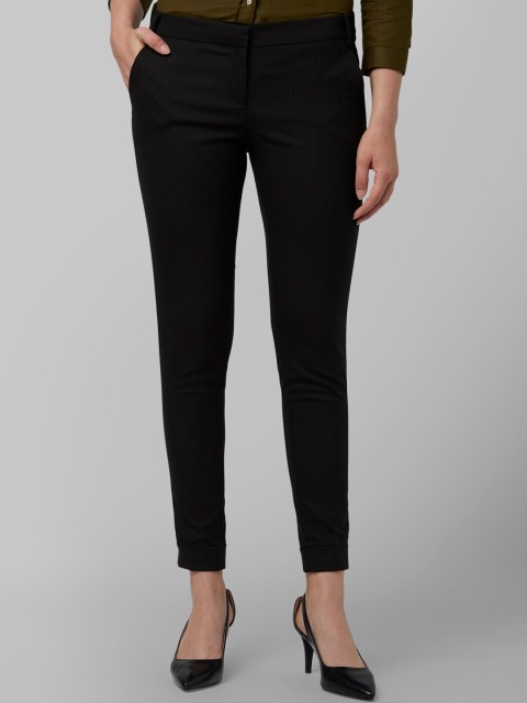 

Park Avenue Woman Black Tapered Fit Solid Regular Trousers