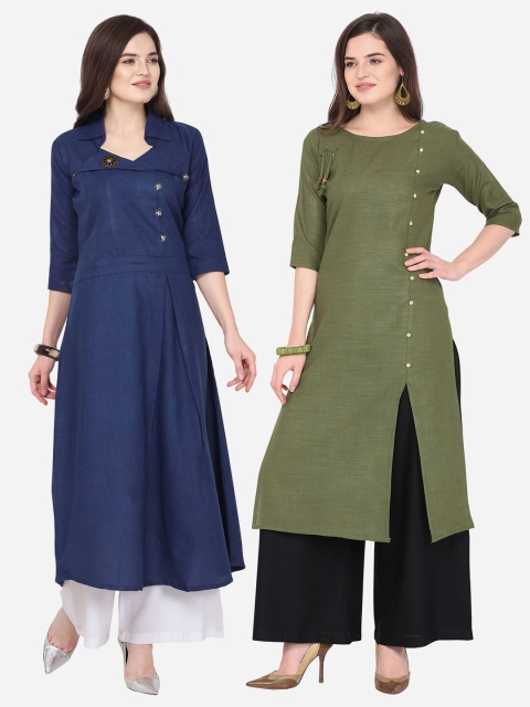 

Silk Bazar Women Multicoloured Pack of 2 Kurta Sets, Multi