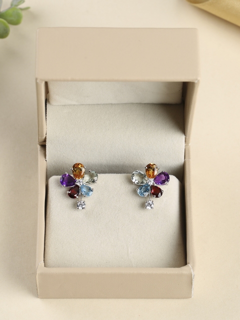 Bigsmall Silver-Toned Floral Studs