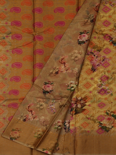 

Pothys Yellow & Red Jute Silk Woven Design Saree