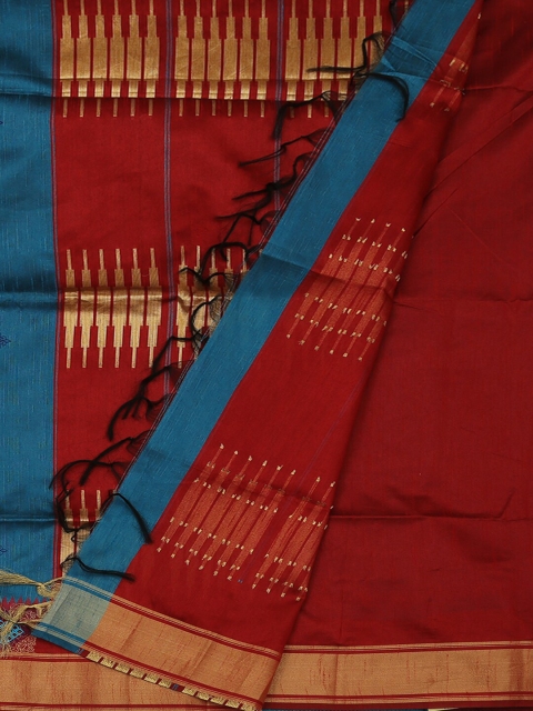 

Pothys Blue & Beige Art Silk Solid Saree