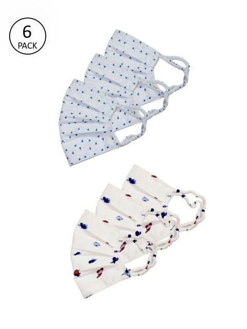 

Bellofox Women Pack Of 6 3-Ply Reusable Cloth Masks, Blue