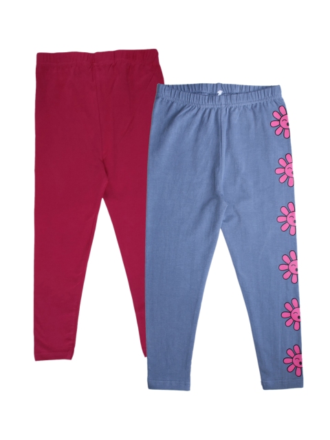 

KiddoPanti Girls Pack Of 2 Ankle-Length Leggings, Fuchsia